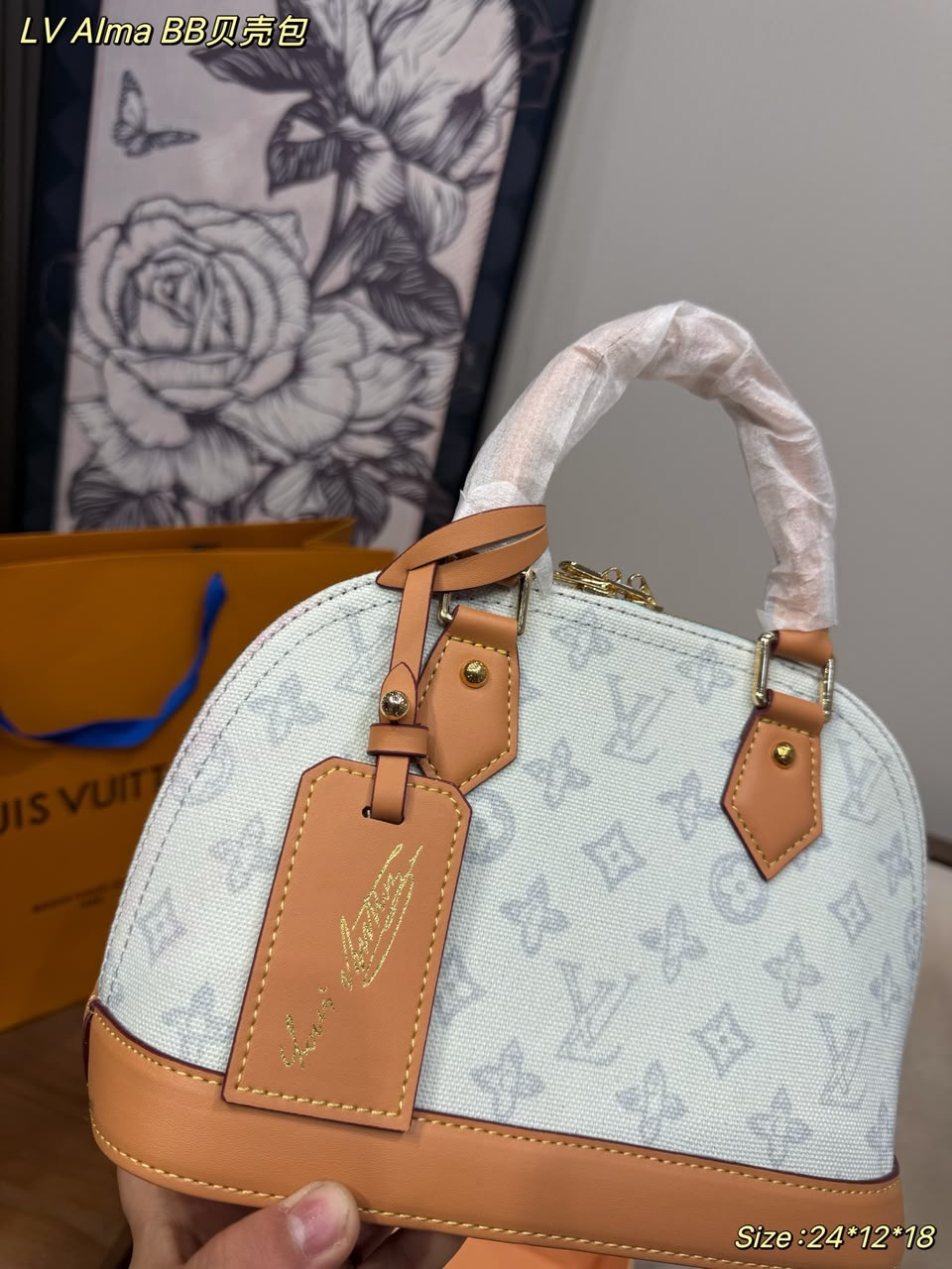Louis Vuitton Alma BB Bag Monogram Origine Bleu Courrier 23.5cm M27526 view 9