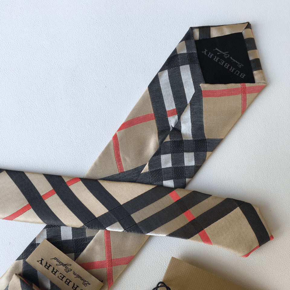 Burberry Beige Classic Check Silk Tie For Men view 4
