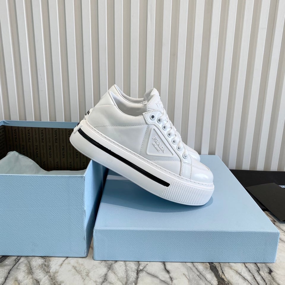 Prada Macro Re-Nylon And Brushed Leather Sneakers White 2Eg3763Lf5F0009 view 6