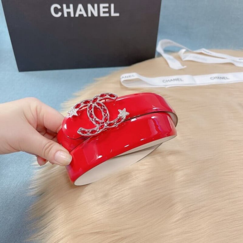 Chanel Patent Leather CC Logo Skinny Belt view 6