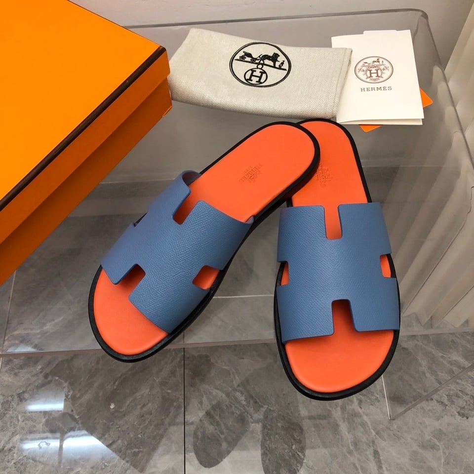 Hermes Izmir Sandal Bleu Bleuet Orange H221824Z view 11