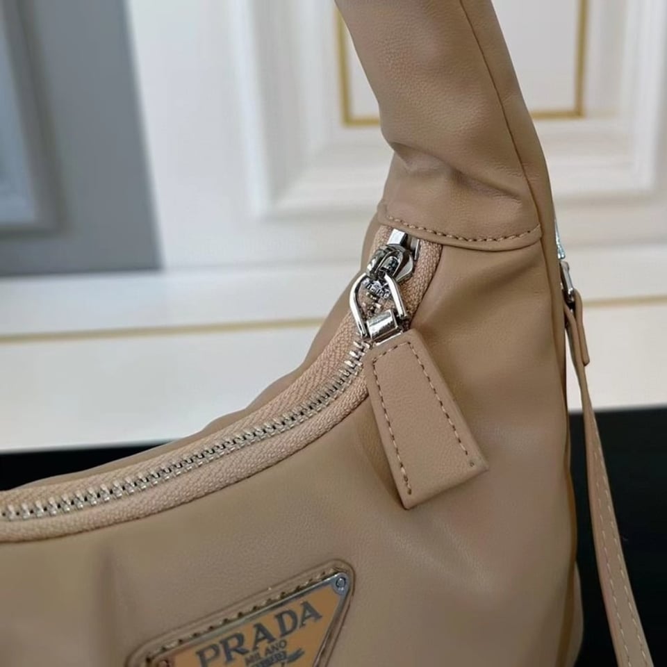 Prada Soft Padded Nappa Leather Bag Beige 21Cm view 4