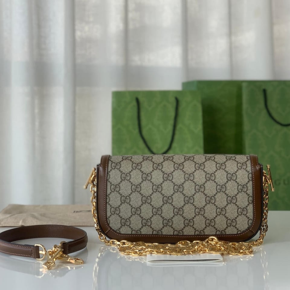 Gucci Horsebit 1955 GG Supreme Canvas Should Bag Brown view 10