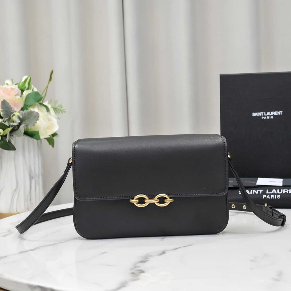 Saint Laurent Le Maillon Satchel In Smooth Leather Black view 5