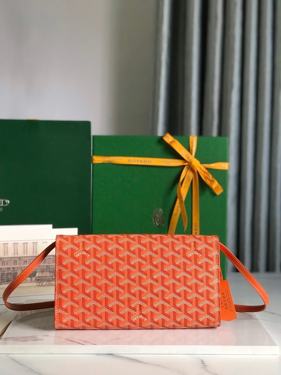 Goyard Monte-Carlo Pm Clutch 25cm Orange Goyardine Canvas view 5