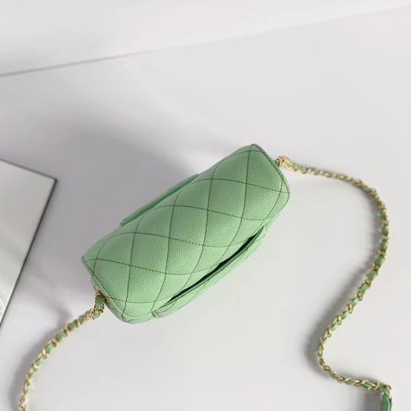 Chanel Mini Messenger 19Cm Light Green Caviar view 10