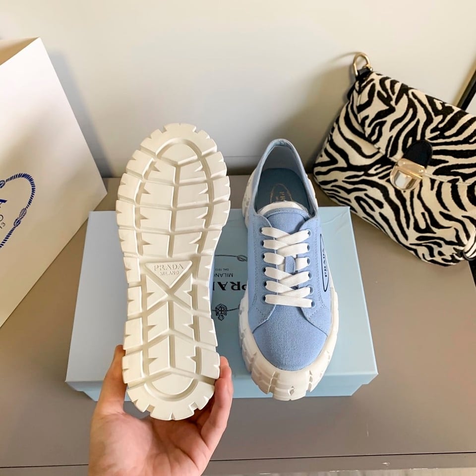 Prada Double Wheel Nylon Gabardine Sneaker Light Blue 1E260M3Lfxf0591F050 view 6