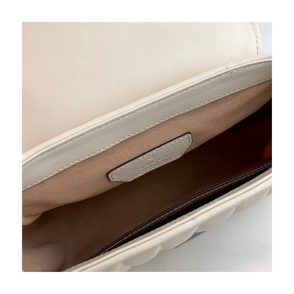Gucci GG Marmont White Matelasse Leather Mini Top Handle Bag view 12