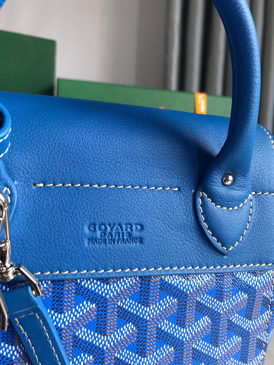 Goyard Alpin Mini Backpack 21 Cm Sapphire Blue Lambskin And Goyardine Canvas view 8