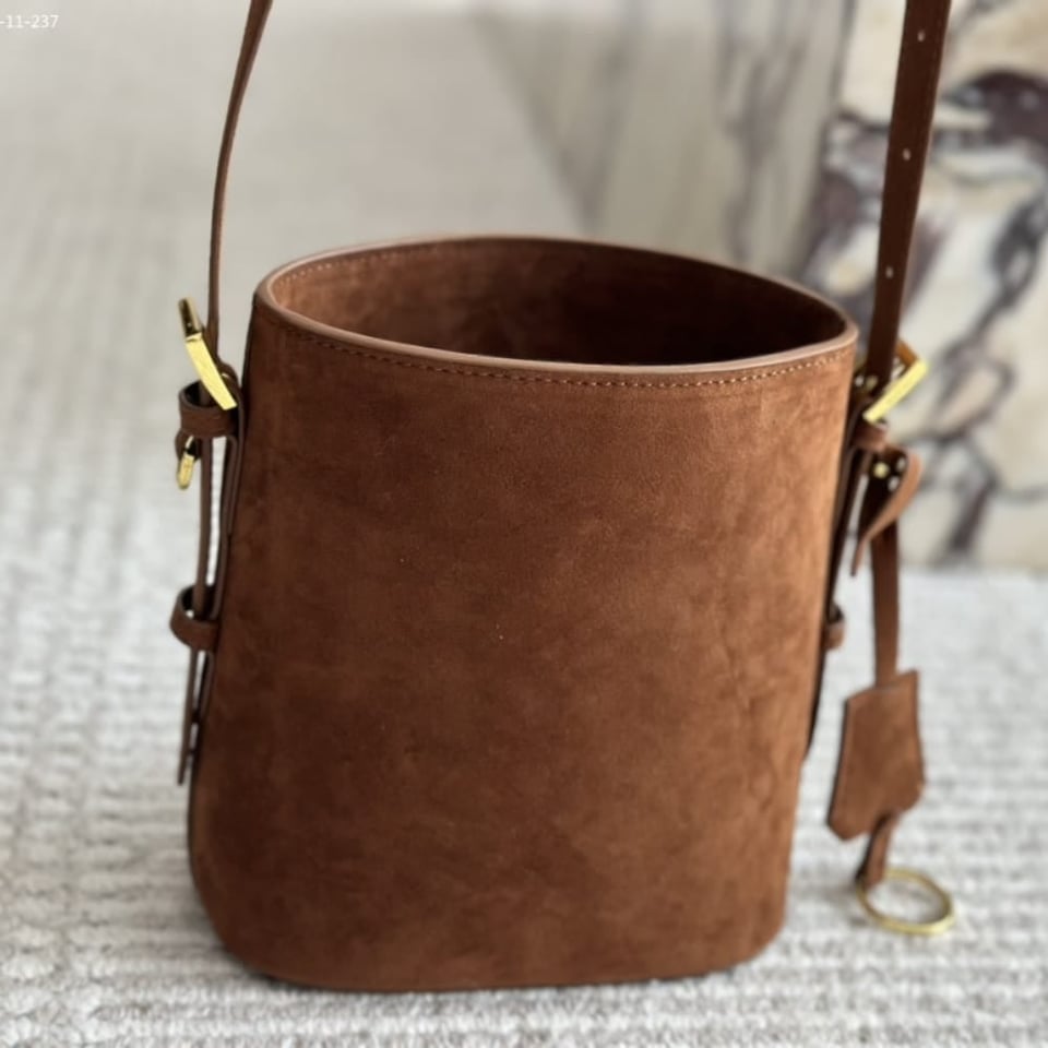 Prada Suede Mini Bucket Bag Cinnamon 18Cm view 5
