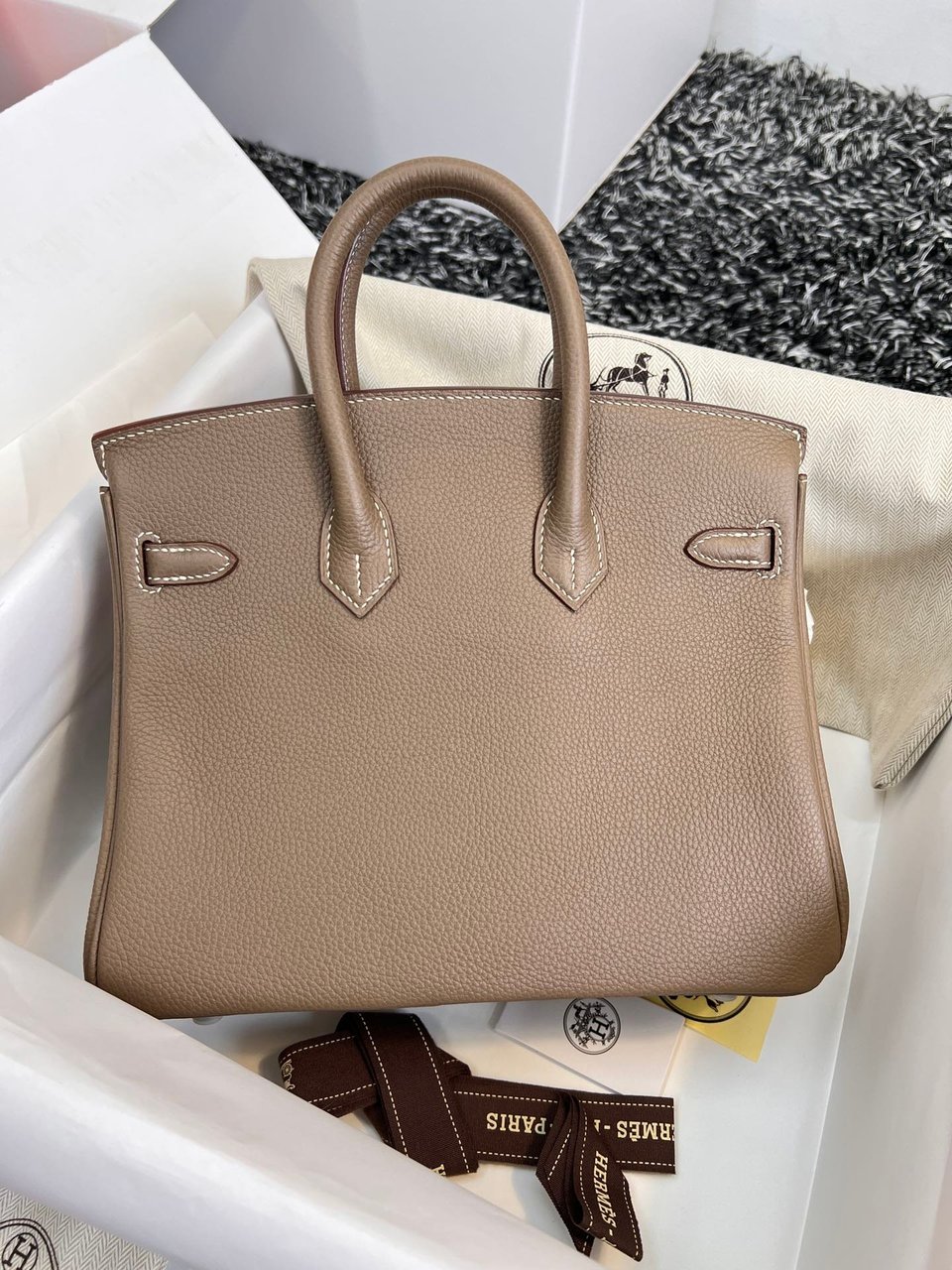Hermes Birkin 25Cm Brown Togo Leather Silver Hardware view 5