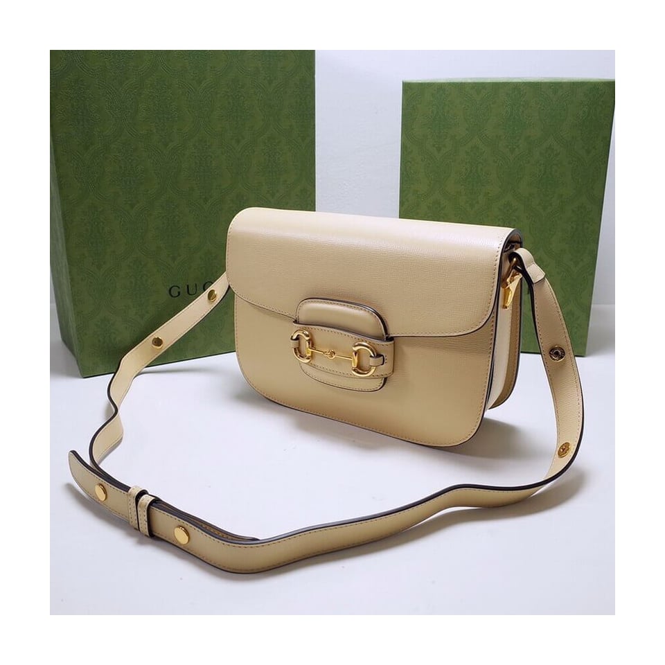 Gucci Horsebit 1955 Shoulder Bag In Beige Leather view 7