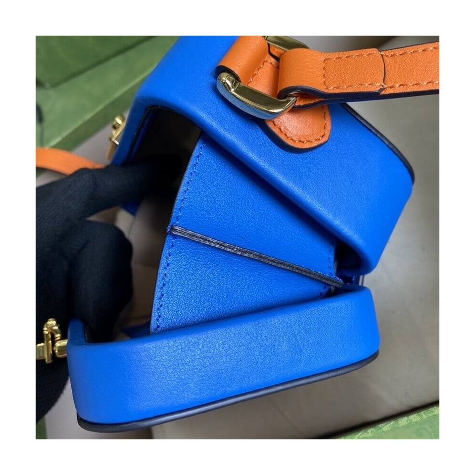 Gucci Interlocking G Mini Bag in Blue Leather view 9