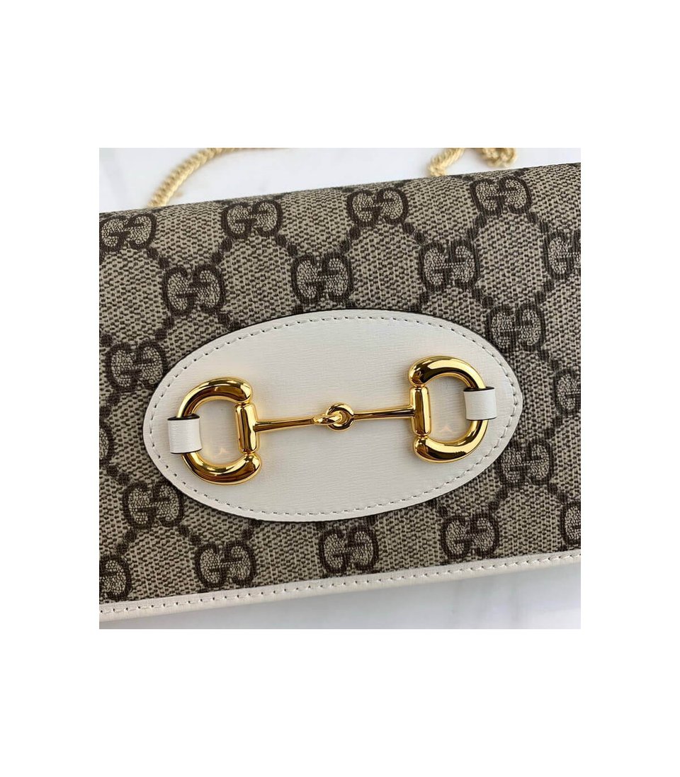 Gucci 1955 Horsebit Wallet With Chain White 19cm view 9