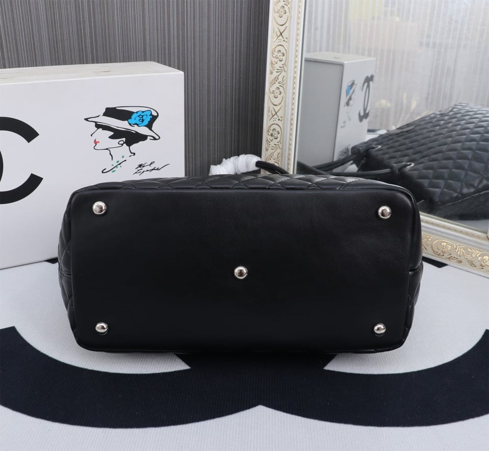 Chanel Calfskin Quilted Large Cambon Tote Black 41Cm/16in view 8