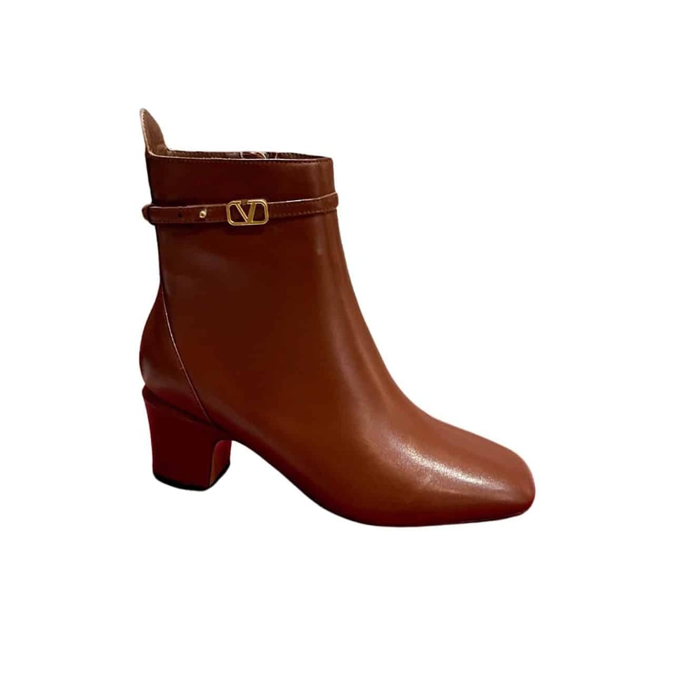 Valentino Garavani Tan Go Ankle Boot In Calfskin Leather Brown view 2