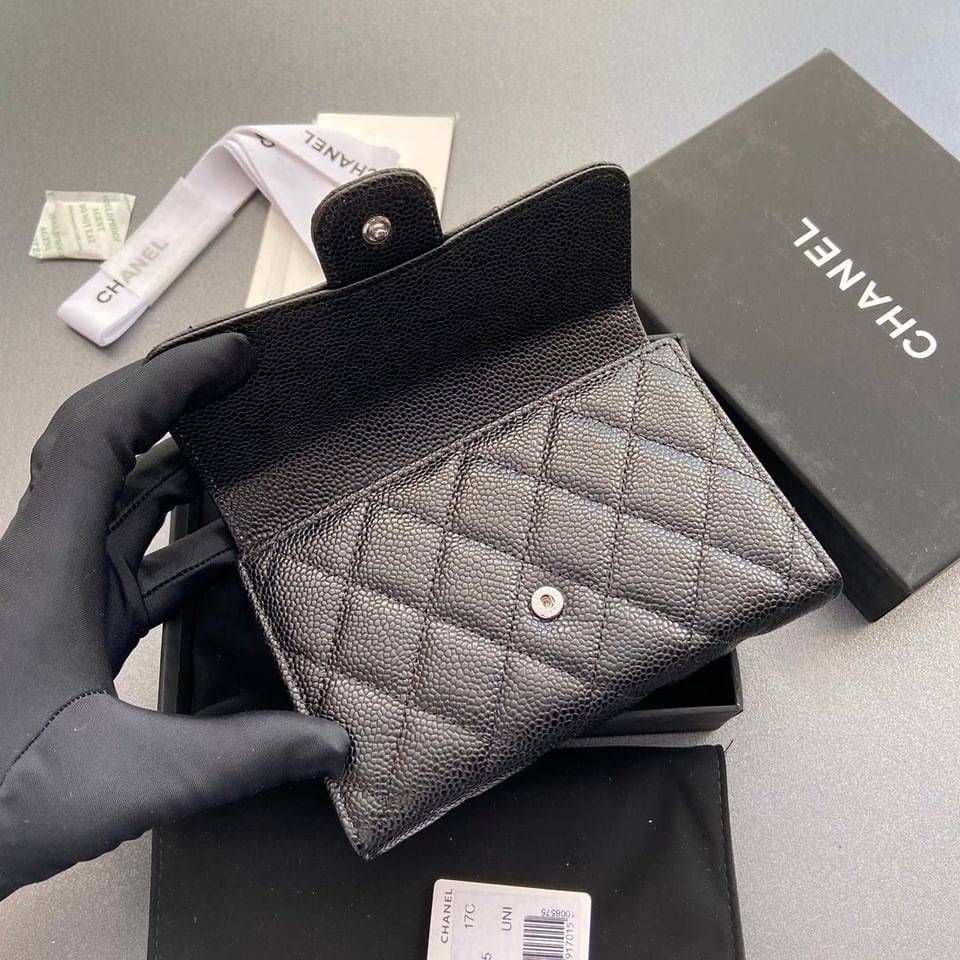 Chanel Wallet 15Cm Black Caviar Silver Hardware view 4