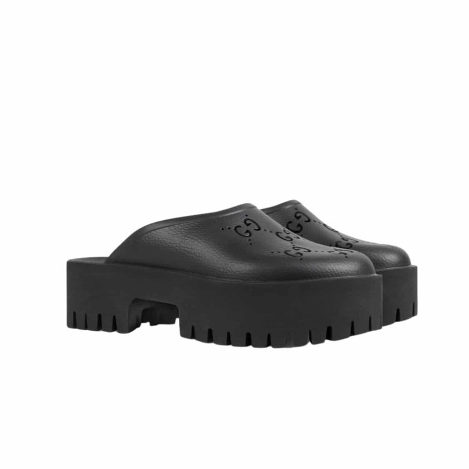 Gucci Men’S Slip On Sandal Black Gg Rubber 655517 Jfb00 1000 view 2