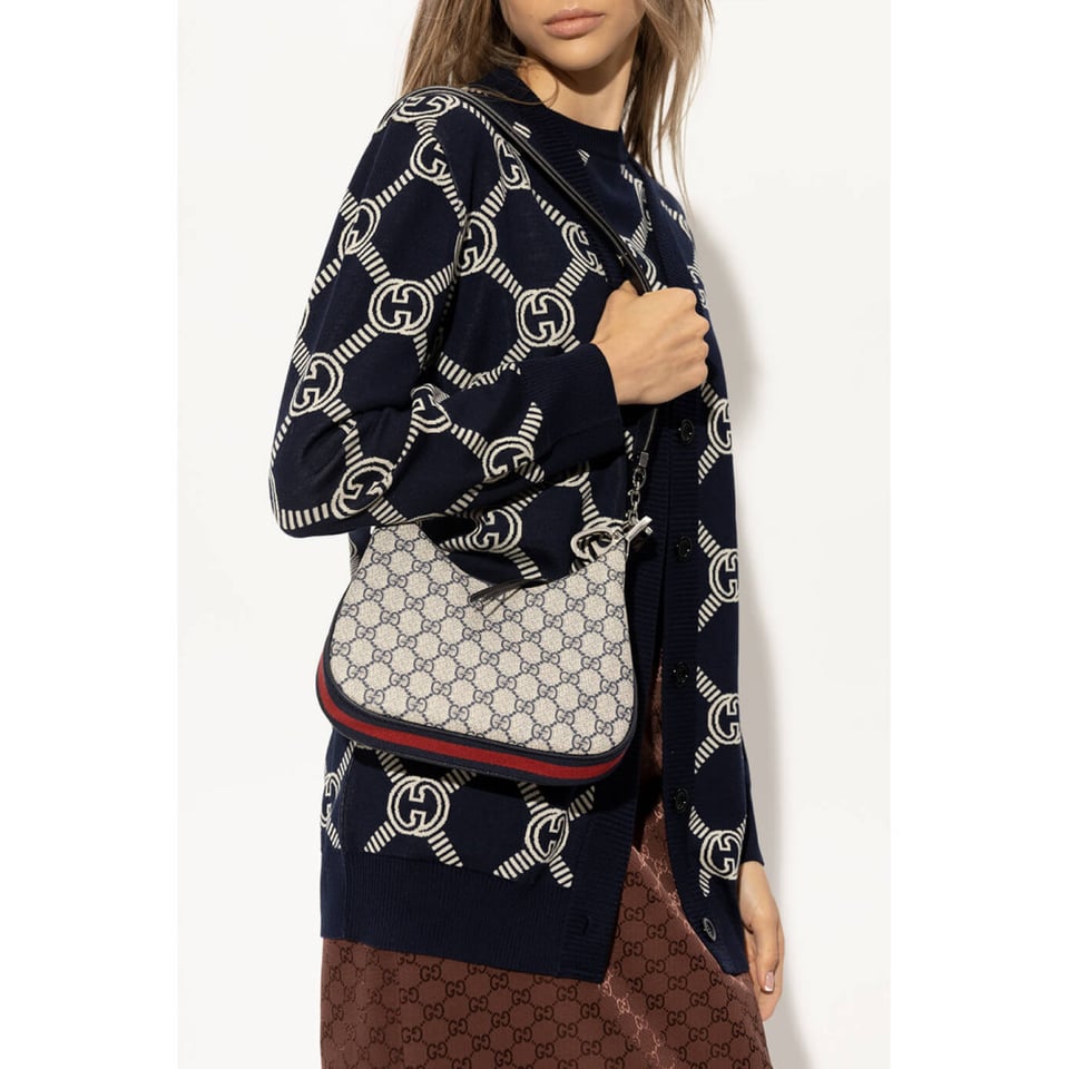 Gucci GG Supreme Attache Small Shoulder Bag Blue view 3