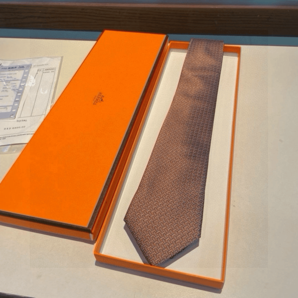 Hermes Pattern Canvas Tie For Men view 7