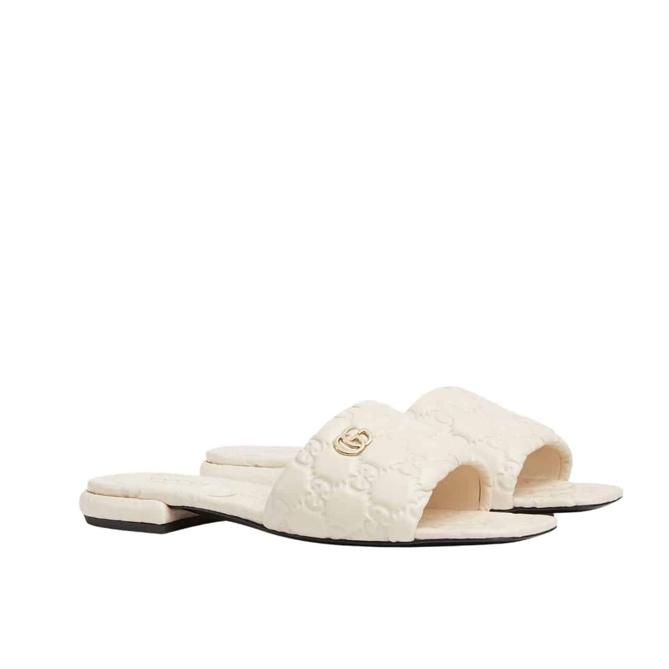 Gucci Women Slide Sandal With Double G Ivory 816330 Aaea2 9540 view 2