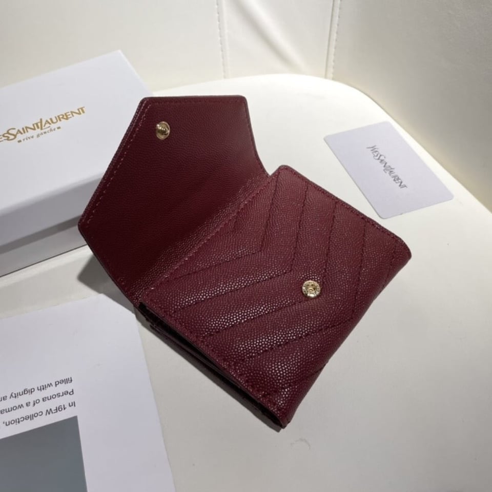 Saint Laurent Cassandre Matelasse Small Envelope Wallet In Grain De Poudre Leather 11Cm view 3