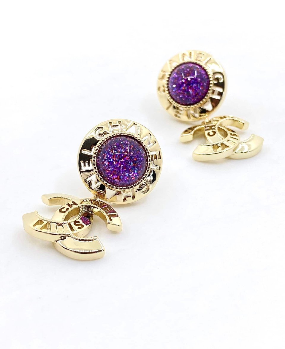 Chanel Purple Earrings view 6