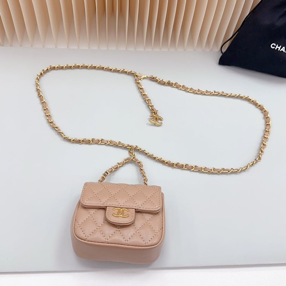 Chanel Chain Belt Nude Quilted Lambskin Bag view 8