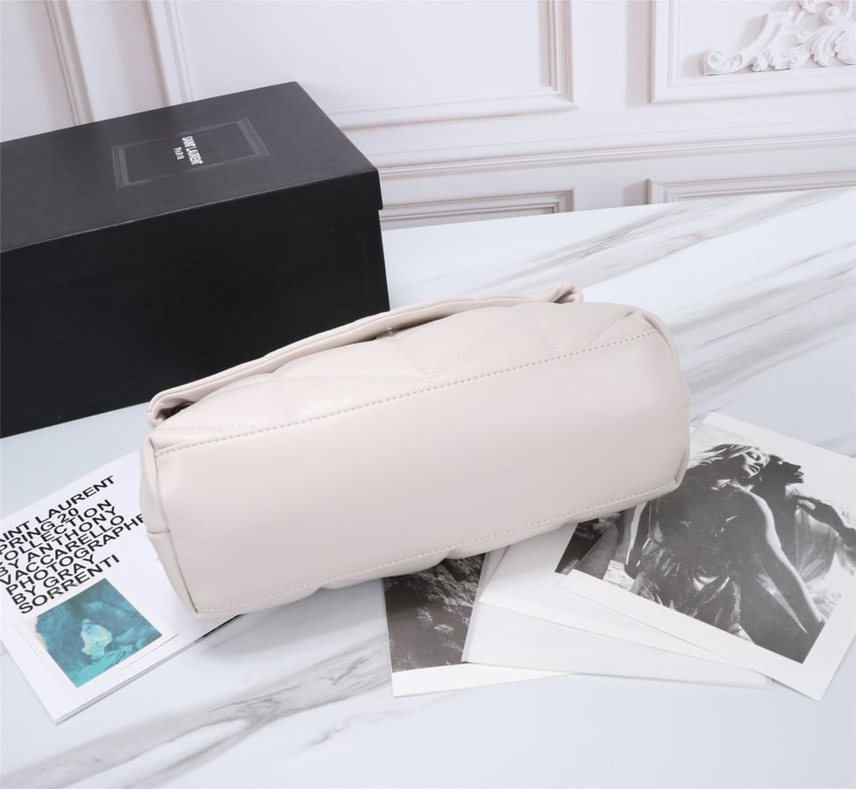 Saint Laurent Loulou Small Chain Bag In Matelasse Y White Silver 29Cm view 9