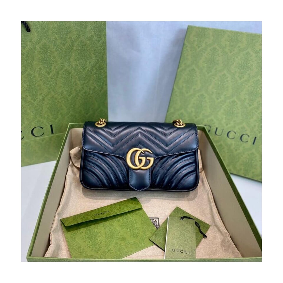 Gucci GG Marmont Matelasse Chevron Leather Small Shoulder Bag Black view 10