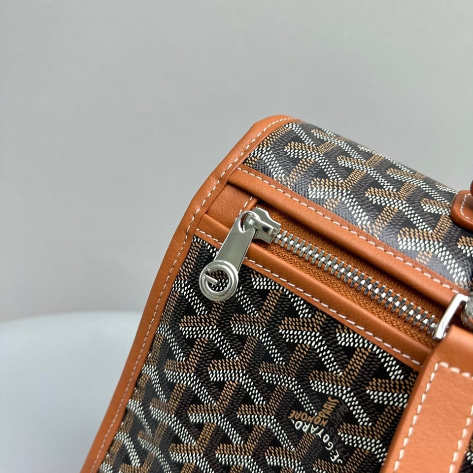 Goyard Leger Backpack 37 Cm Black Goyardine Canvas With Tan Calfskin Trim view 6