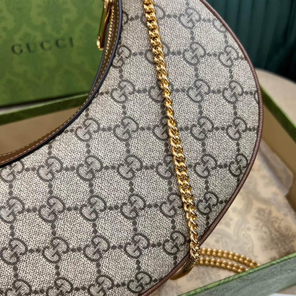 Gucci Half-Moon-Shaped Mini Bag with Interlocking G Brown view 16
