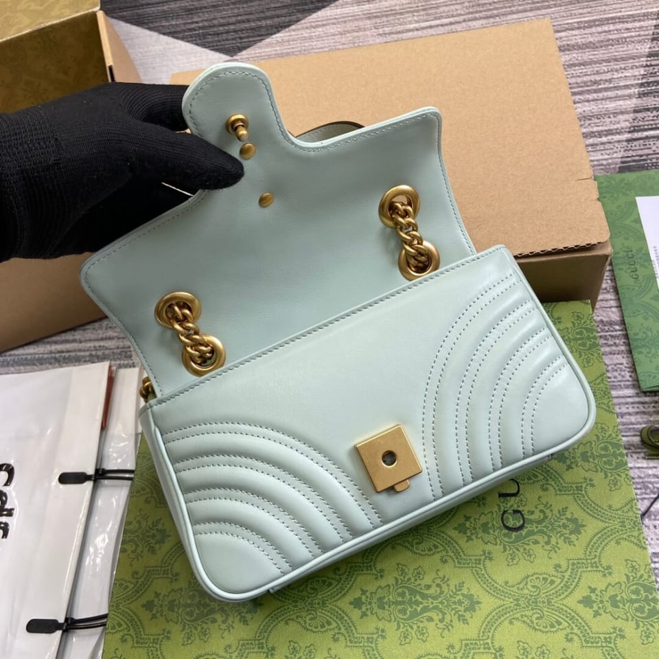 Gucci GG Marmont Matelasse Mini Bag Pale Green view 12