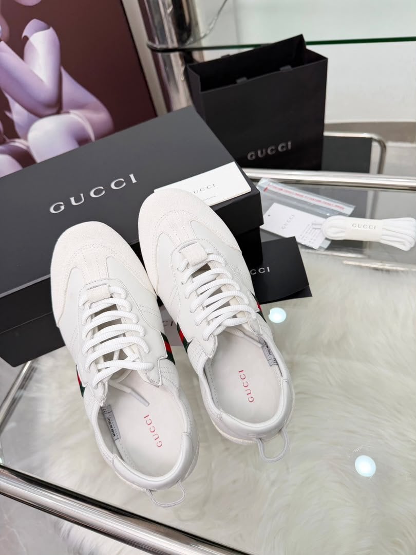 Gucci Flex Sneaker White Suede And Leather 874883 AAGY3 9049 For Women view 4
