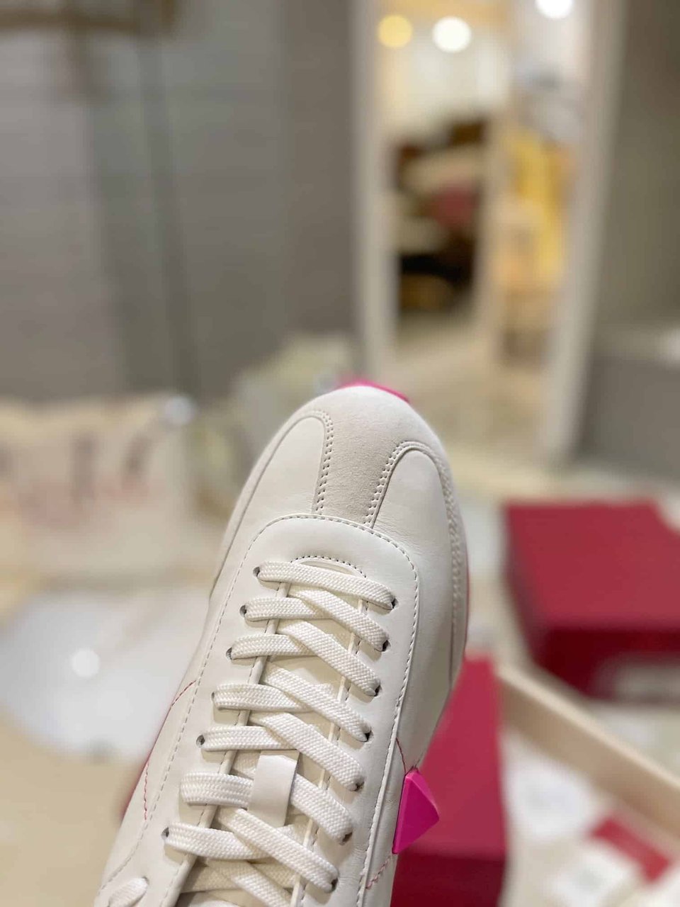 Valentino Garavani Stud Around Low Top Calfskin And Nappa Leather Sneaker Pink view 7