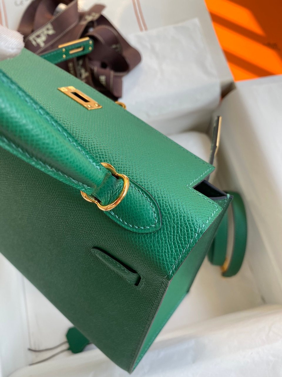 Hermes Kelly 25 Bag In Emerald Green Epsom Leather For Women 25cm/10in view 6