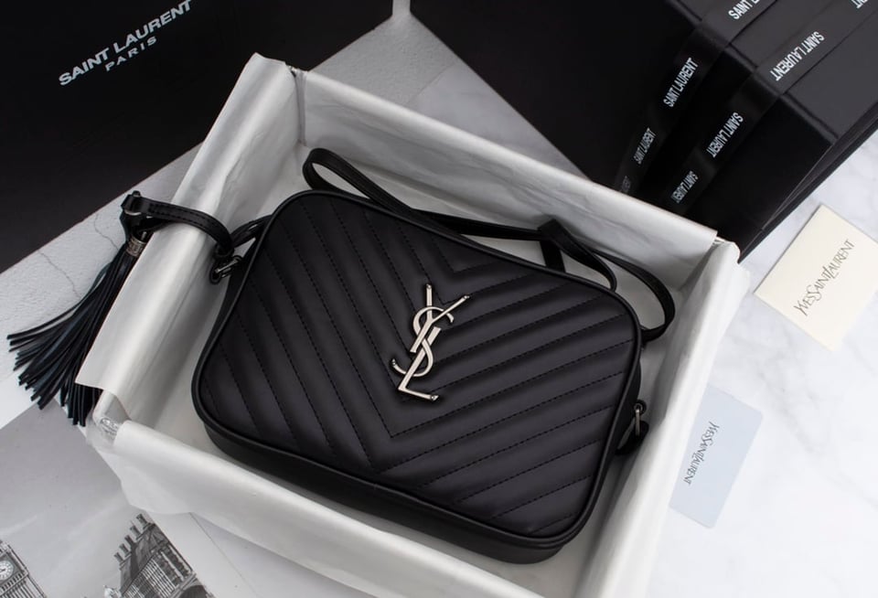 Saint Laurent Lou Camera Bag In Quilted Black Silver Leather 23Cm view 6