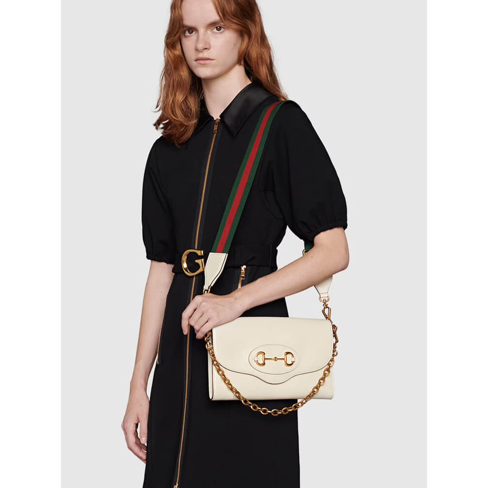 Gucci Horsebit 1955 Small Bag In White Leather view 3