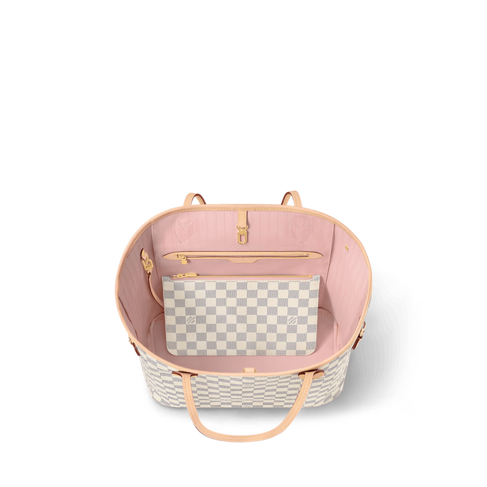 Louis Vuitton Neverfull MM Tote Bag Damier Azur Canvas Rose Ballerine 31cm N40603 view 5