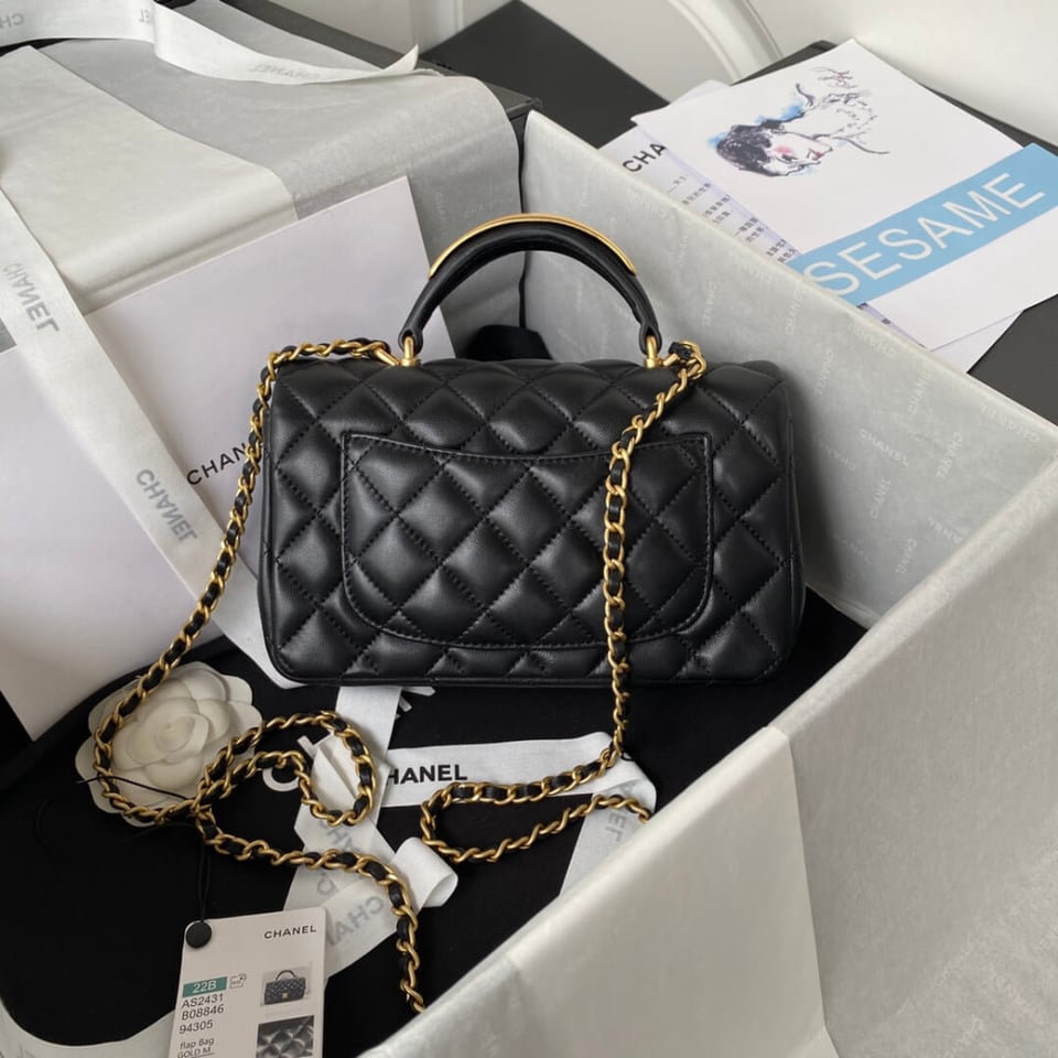 Chanel Mini Flap Bag With Gold Top Handle 20cm view 4
