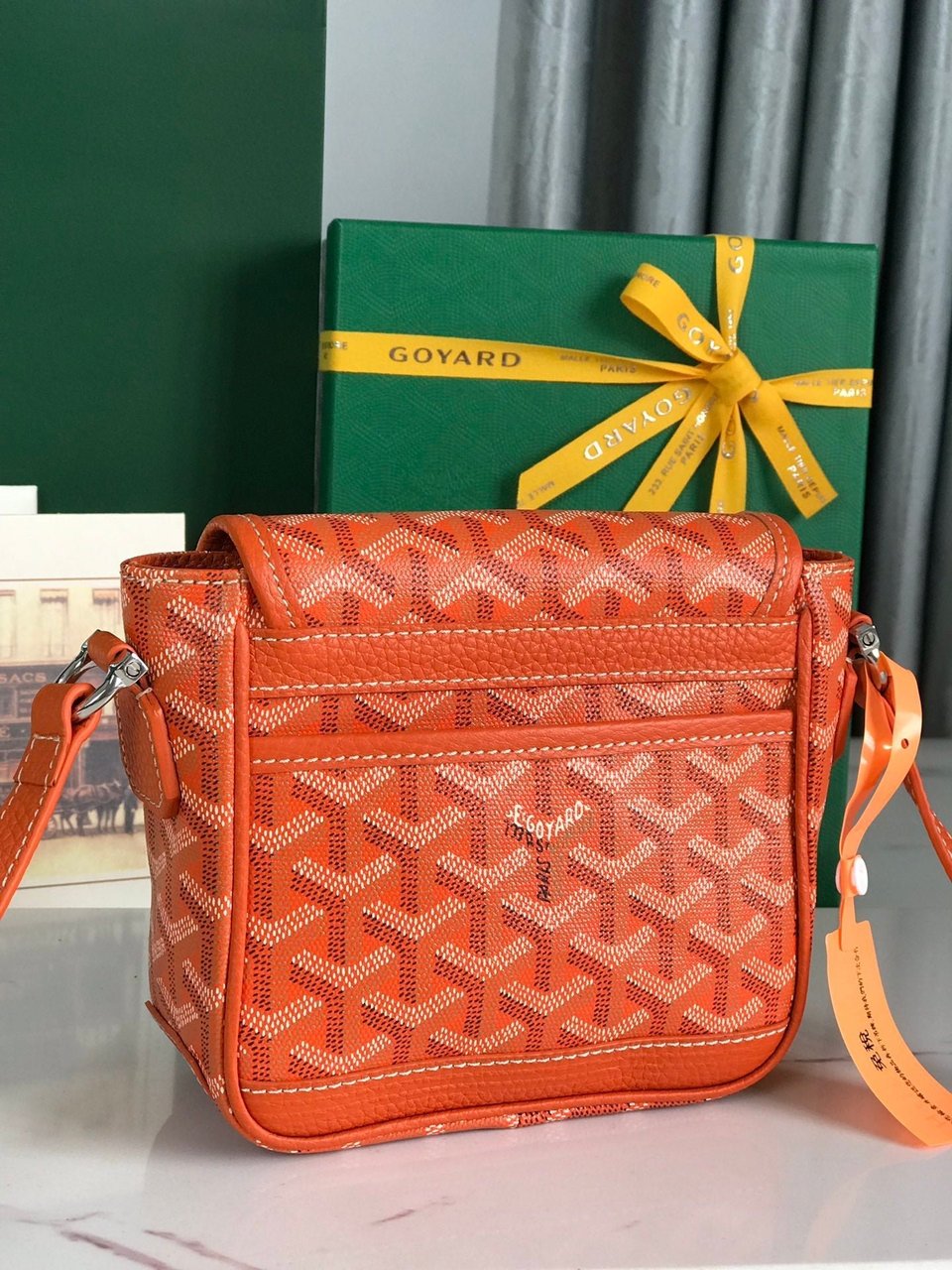 Goyard Grand Bleu 16 Cm Orange Goyardine Canvas And Lambskin view 4