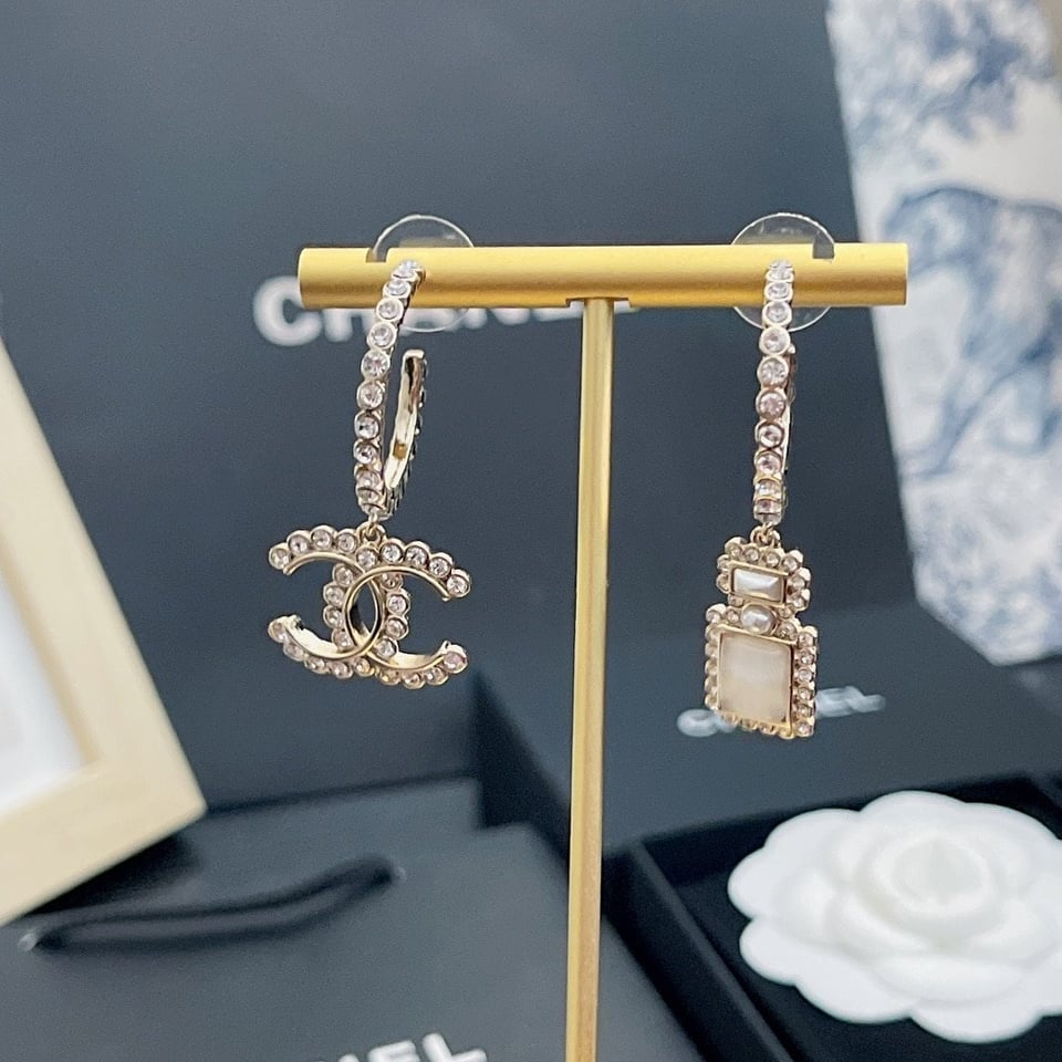 Chanel Cc And Perfume Bottle Hoop Earrings view 2