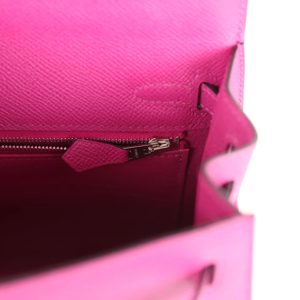 Hermes Kelly 25 Bag In Rose Pourpre Epsom Leather For Women 25cm/10in view 7