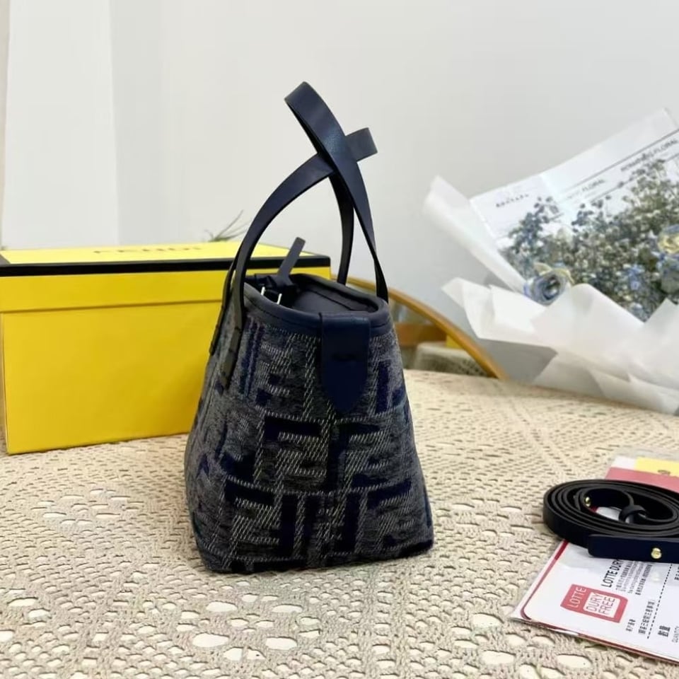 Fendi Roll Mini Ff Chenille Bag Dark Blue 16Cm view 8
