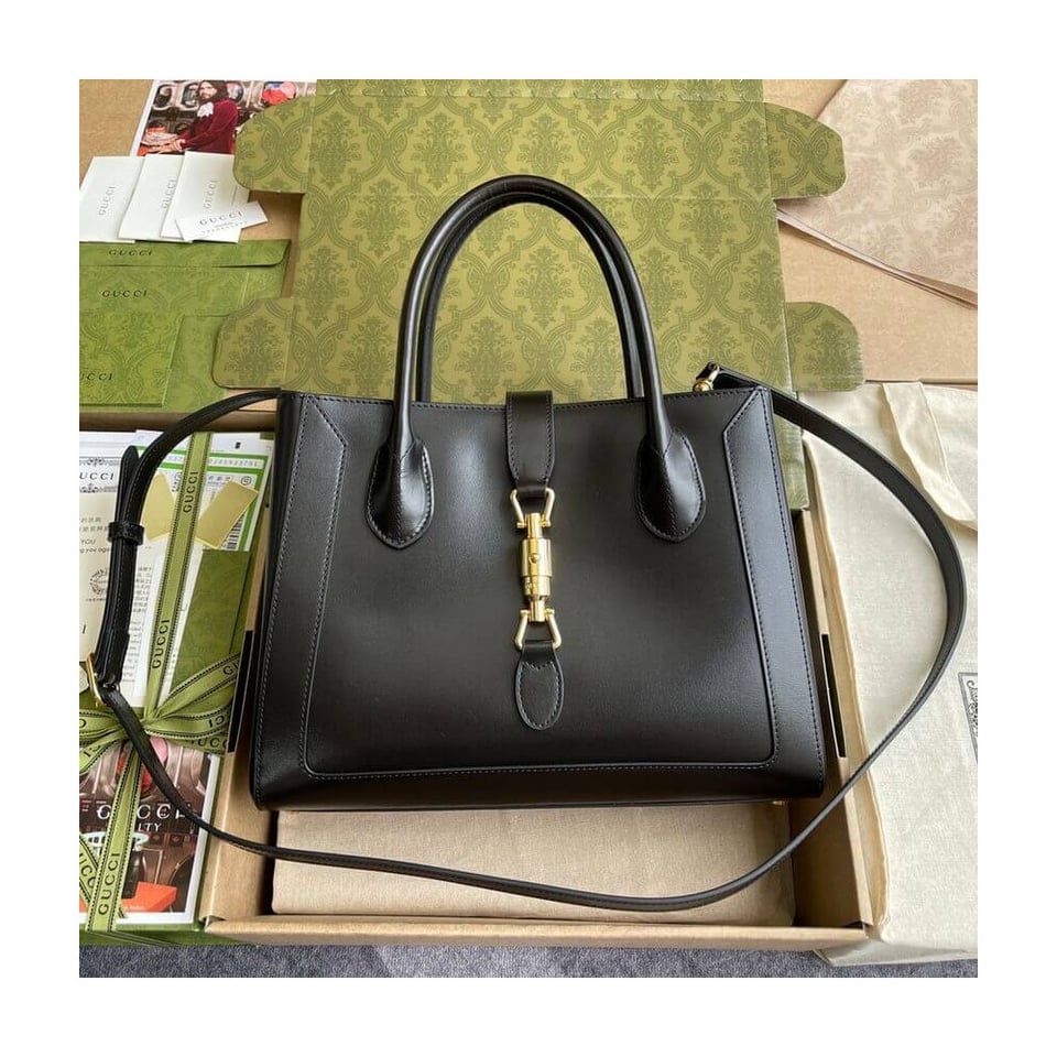 Gucci Jackie 1961 Medium Tote Bag in Black Leather 30cm view 10