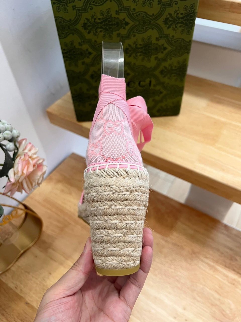 Gucci Women’S Gg Espadrille With Patch Pink view 7