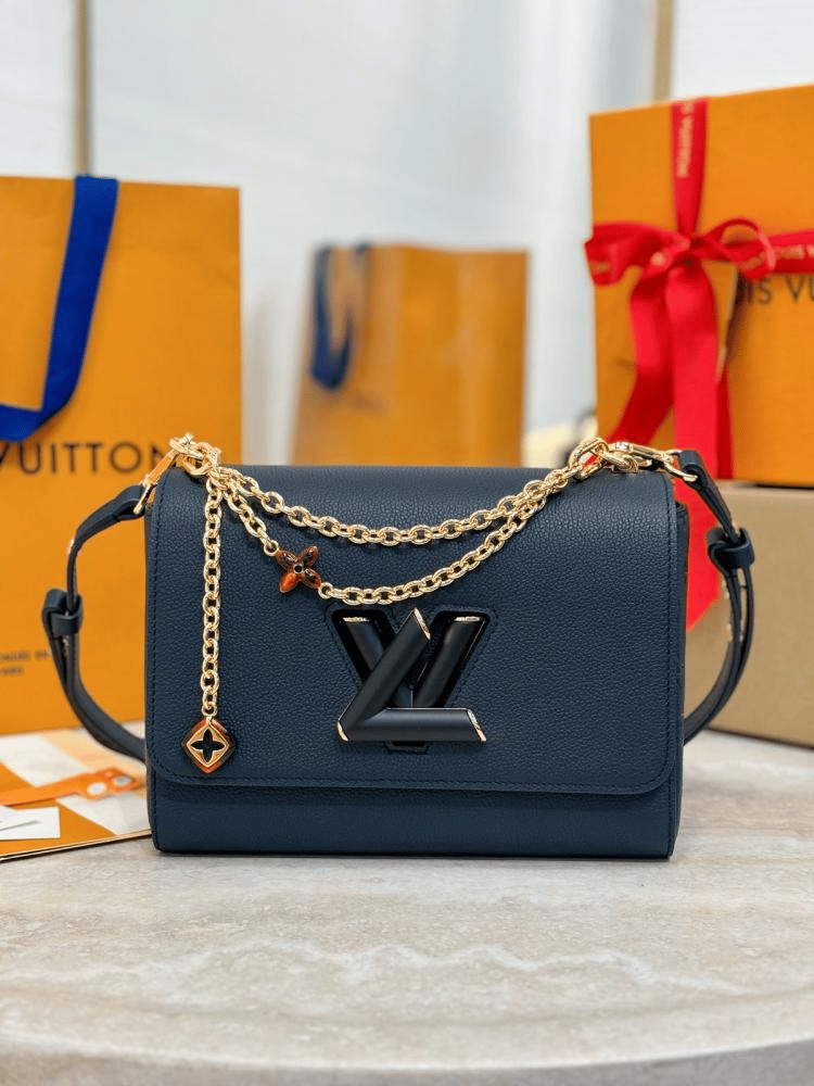 Louis Vuitton Twist MM Slim Medium Navy Taurillon Leather Shoulder Bag 23cm/9.1in M14342 view 7