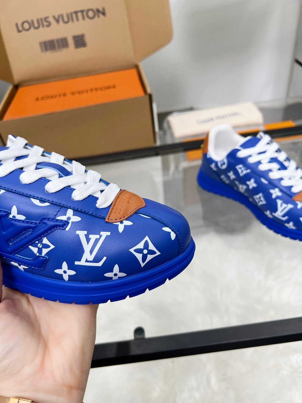 Louis Vuitton LV Trainer Sneaker Blue Monogram – Leather – Women’s Shoes view 9