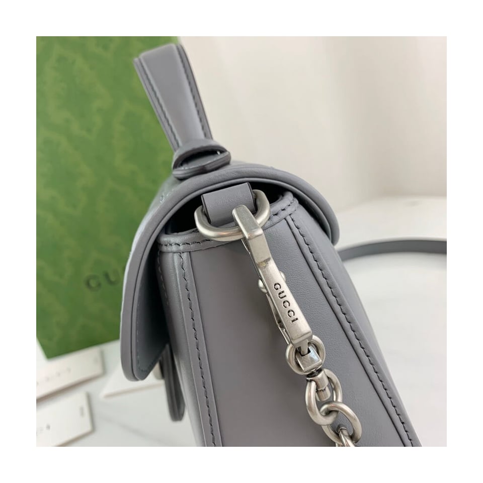 Gucci GG Marmont Grey Matelasse Leather Mini Top Handle Bag view 9