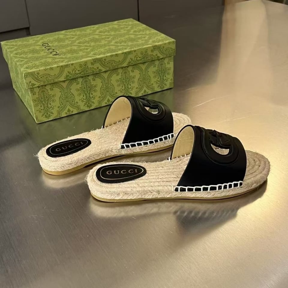 Gucci Interlocking G Cut Out Slide Espadrille Black 725260 Us000 1000 view 4